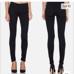 Mother velvet The Charmer mid rise skinny black ankle length jeans Sz 28